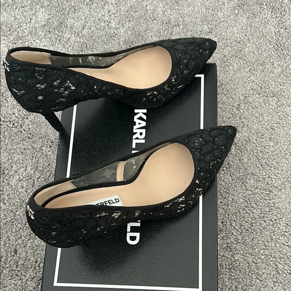 Karl Lagerfeld Black Lace Women's Shoes - Picture 3 of 6
